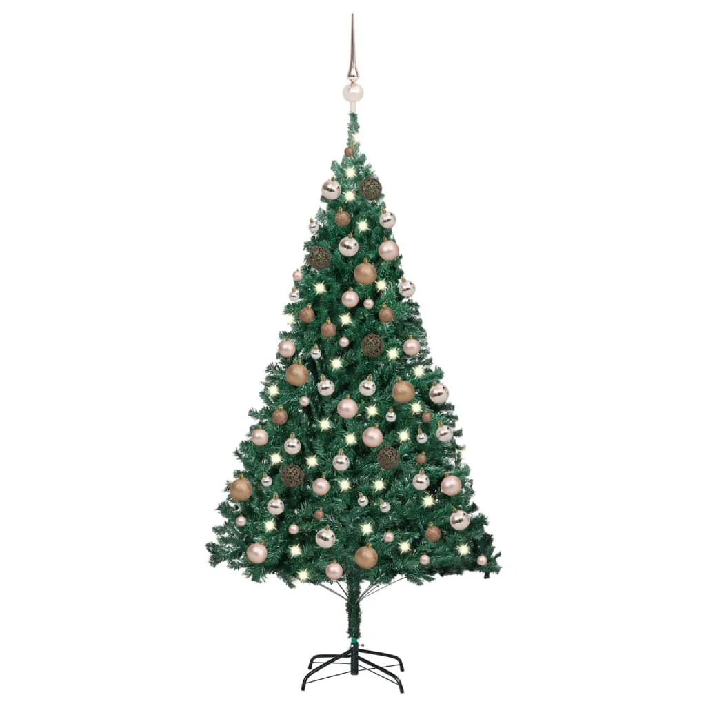 vidaXL Albero di Natale Preilluminato con Palline Verde 120 cm PVC