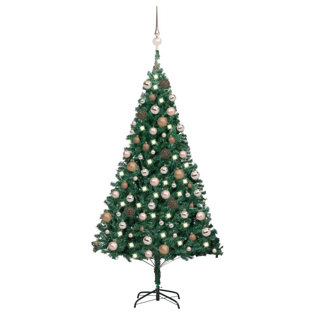 vidaXL Albero di Natale Preilluminato con Palline Verde 150 cm PVC