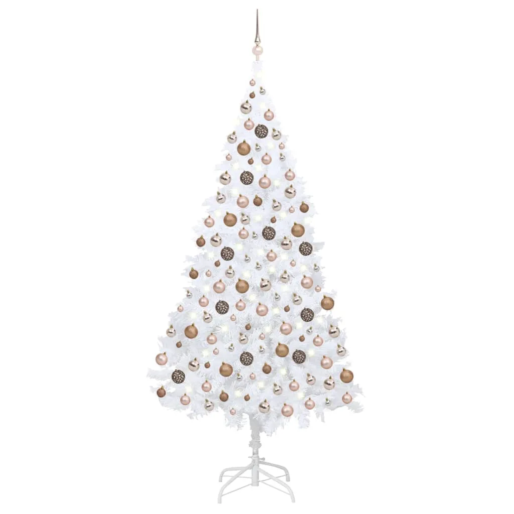 vidaXL Albero di Natale Preilluminato con Palline Bianco 240 cm PVC