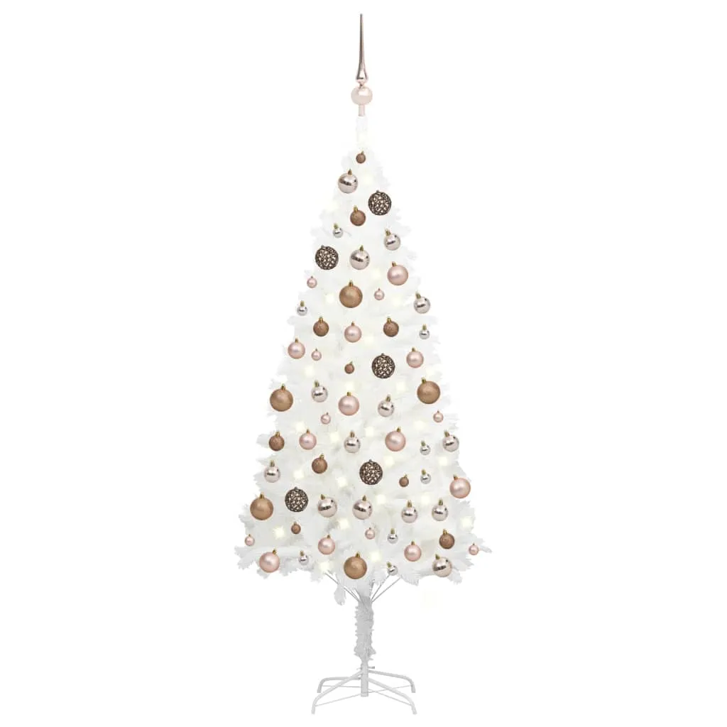 vidaXL Albero di Natale Preilluminato con Palline Bianco 180 cm