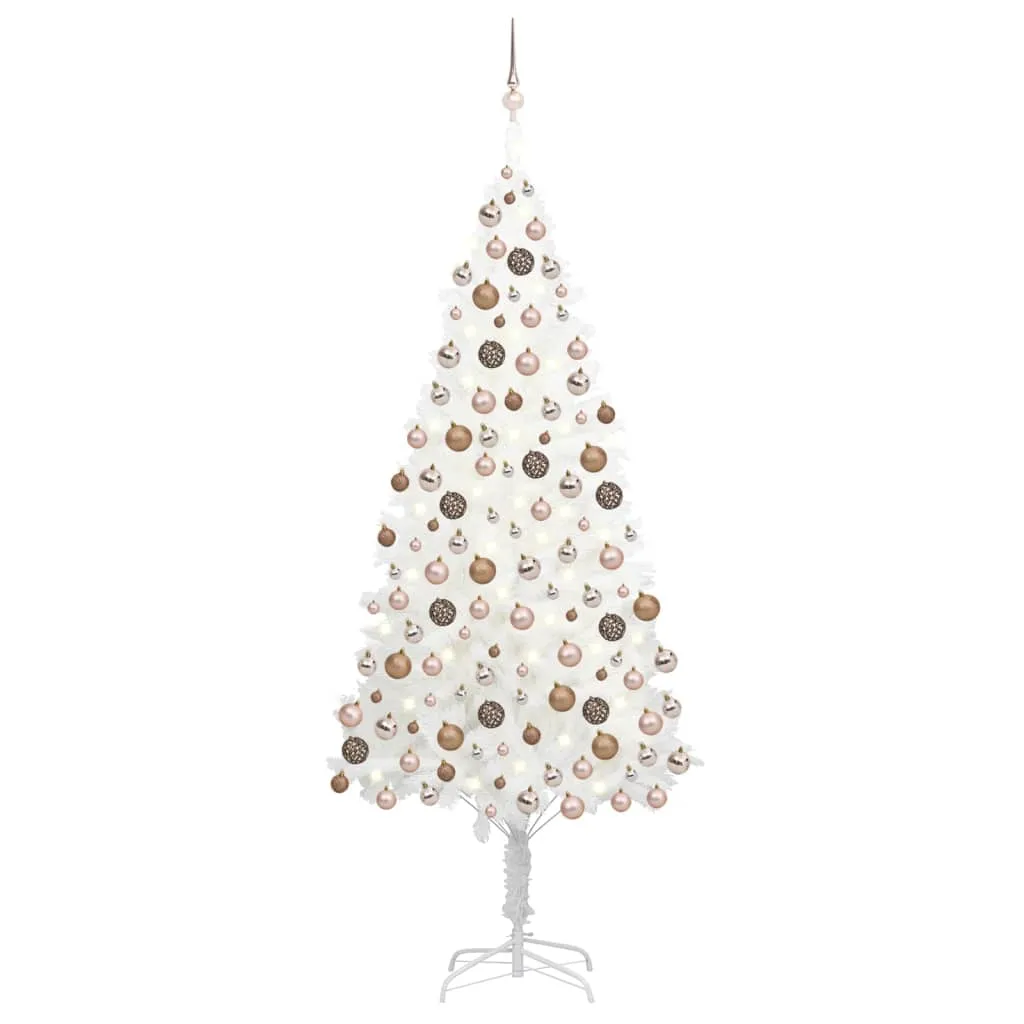 vidaXL Albero di Natale Preilluminato con Palline Bianco 210 cm