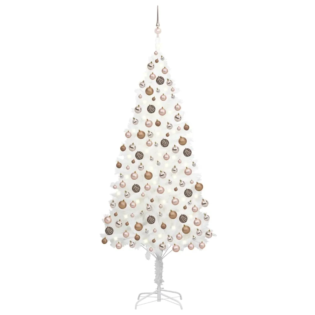 vidaXL Albero di Natale Preilluminato con Palline Bianco 240 cm PVC