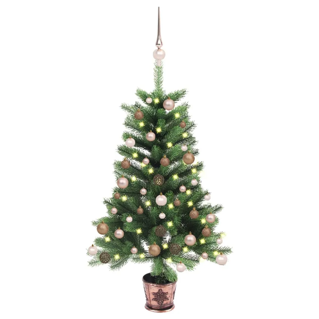 vidaXL Albero di Natale Preilluminato con Palline Verde 90 cm