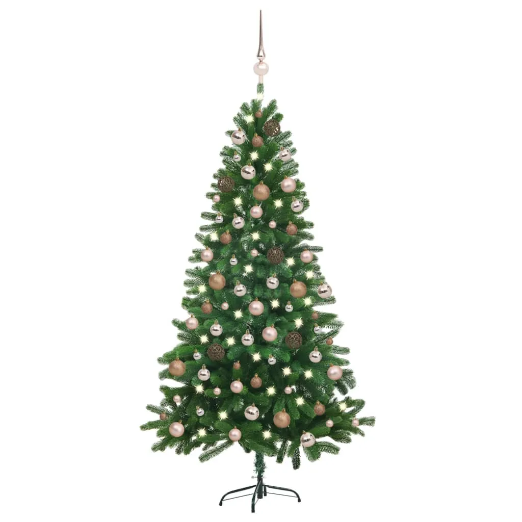 vidaXL Albero di Natale Preilluminato con Palline Verde 150 cm