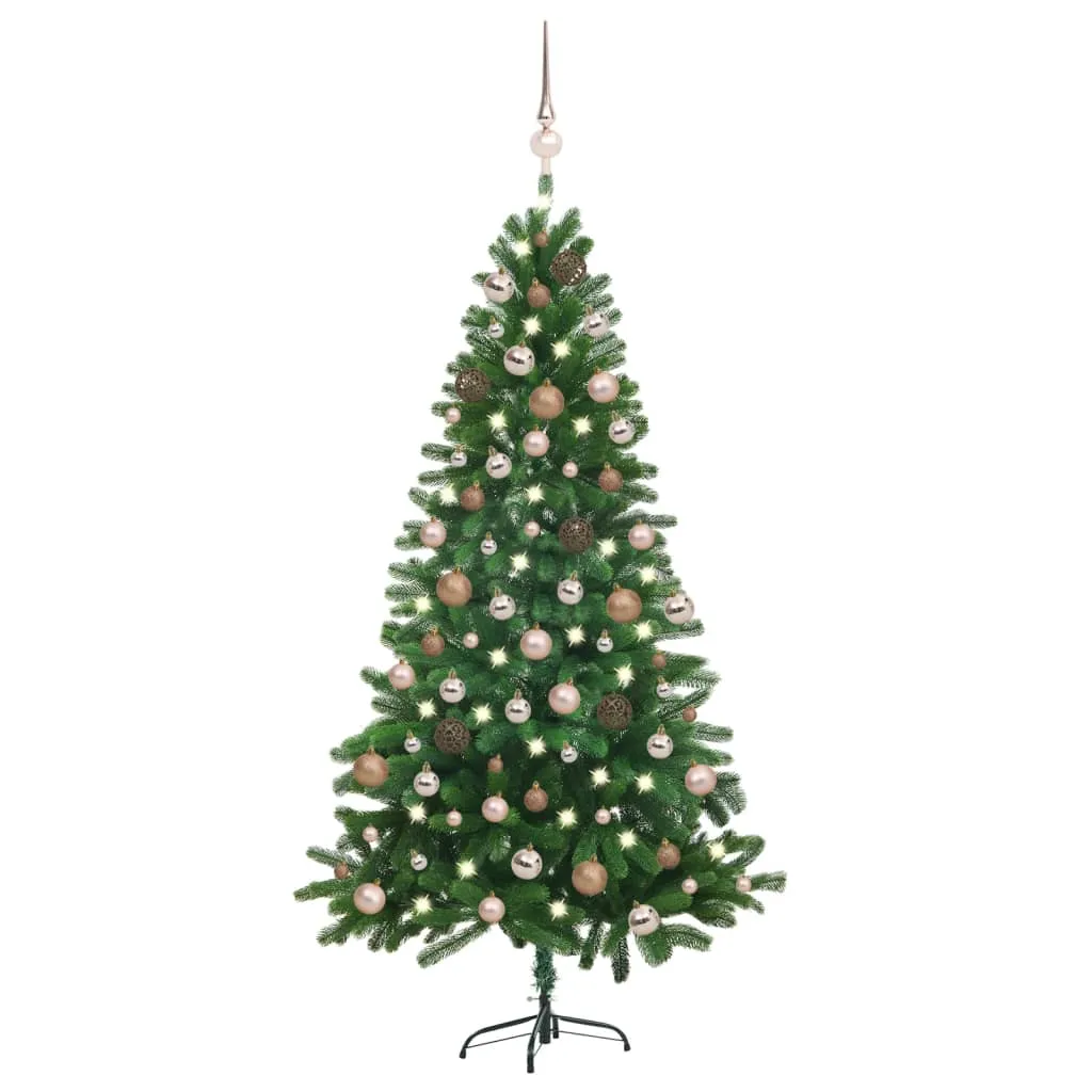 vidaXL Albero di Natale Preilluminato con Palline Verde 180 cm