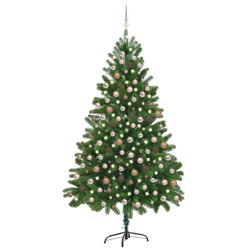 vidaXL Albero di Natale Preilluminato con Palline Verde 210 cm