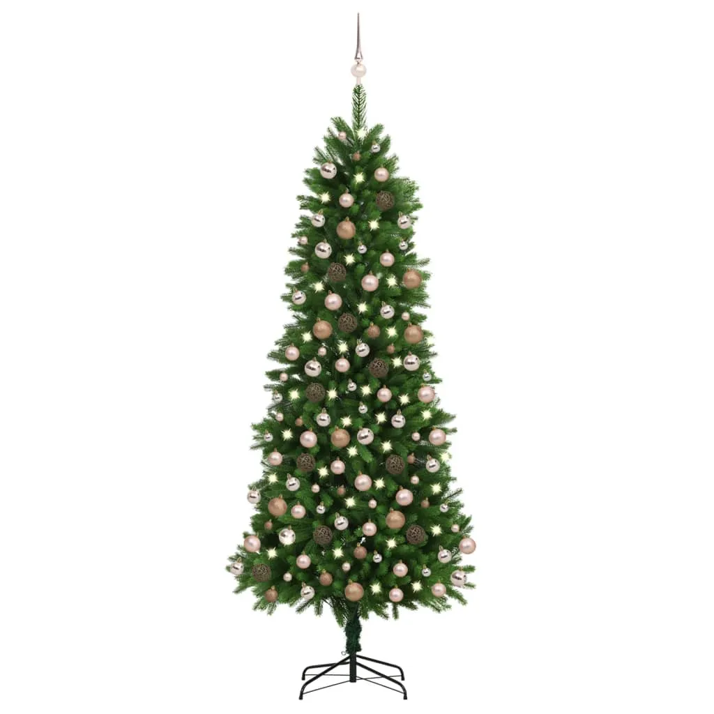 vidaXL Albero di Natale Preilluminato con Palline 240 cm Verde