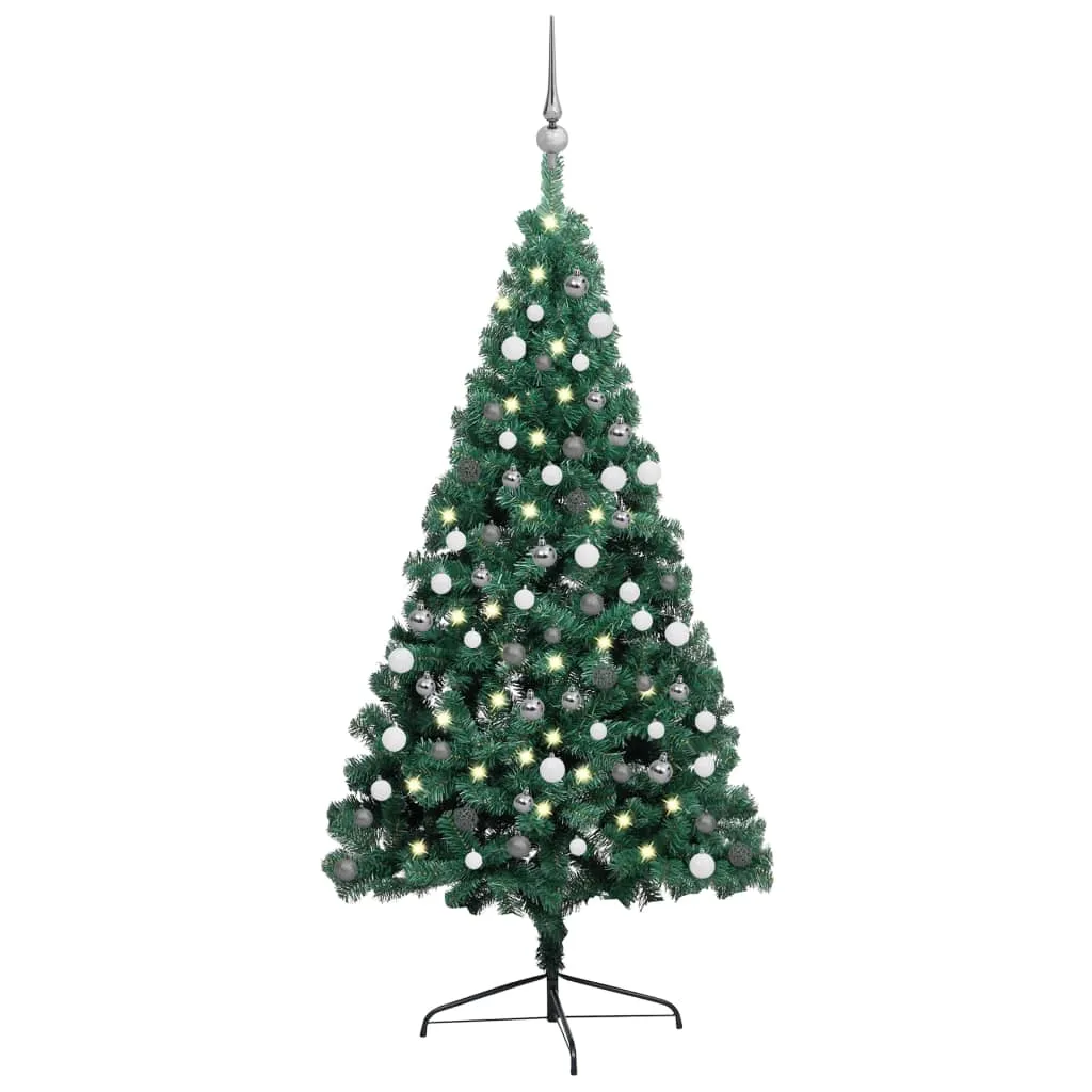 vidaXL Albero di Natale Preilluminato con Supporto Verde 120 cm PVC