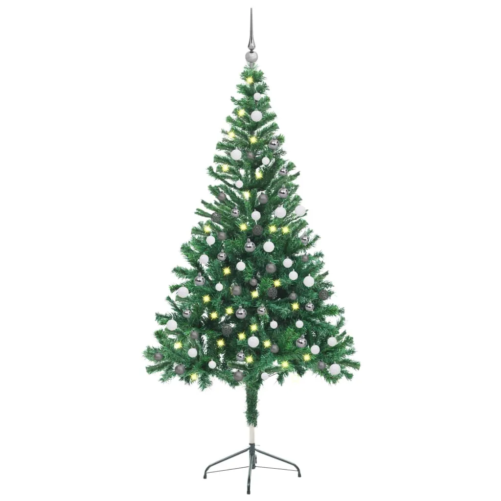 vidaXL Albero di Natale Preilluminato con Palline 150 cm 380 Rami