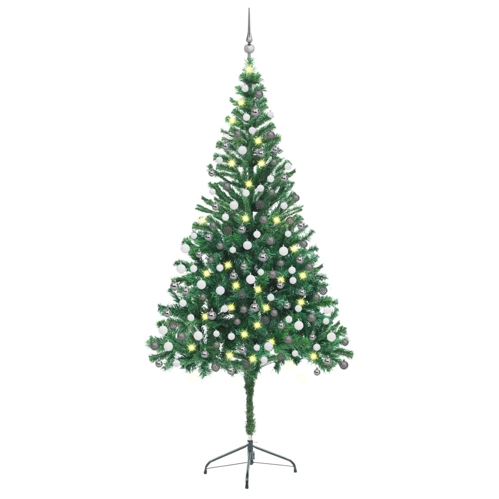 vidaXL Albero di Natale Preilluminato Palline Bianco 210 cm 910 Rami