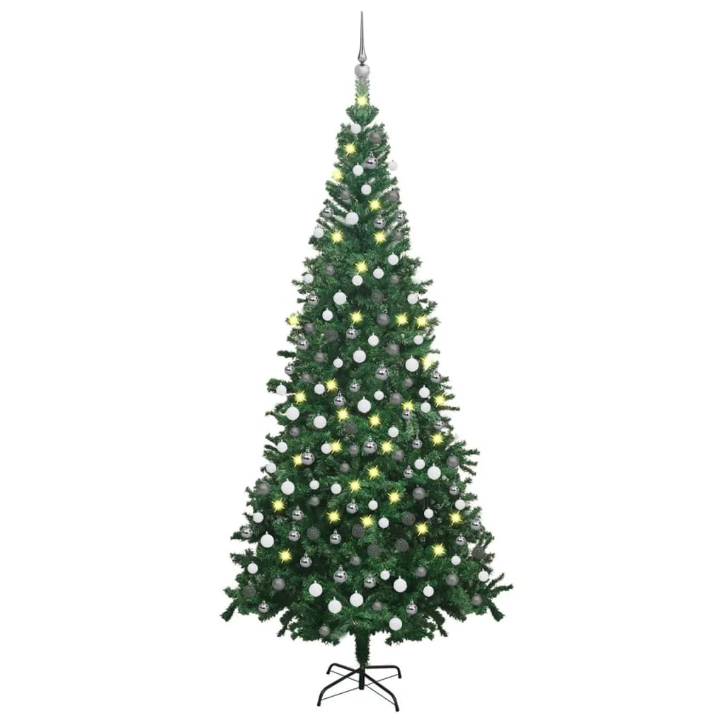 vidaXL Albero di Natale Preilluminato con Palline 240 cm Verde