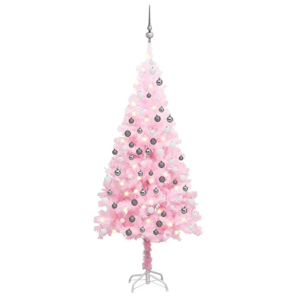 vidaXL Albero di Natale Preilluminato con Palline Rosa 120 cm PVC