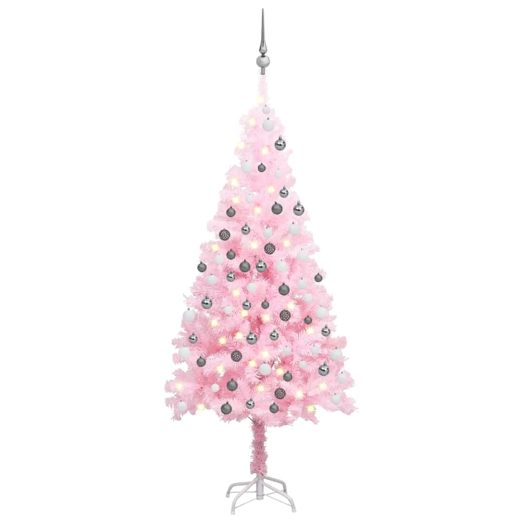 vidaXL Albero di Natale Preilluminato con Palline Rosa 150 cm PVC