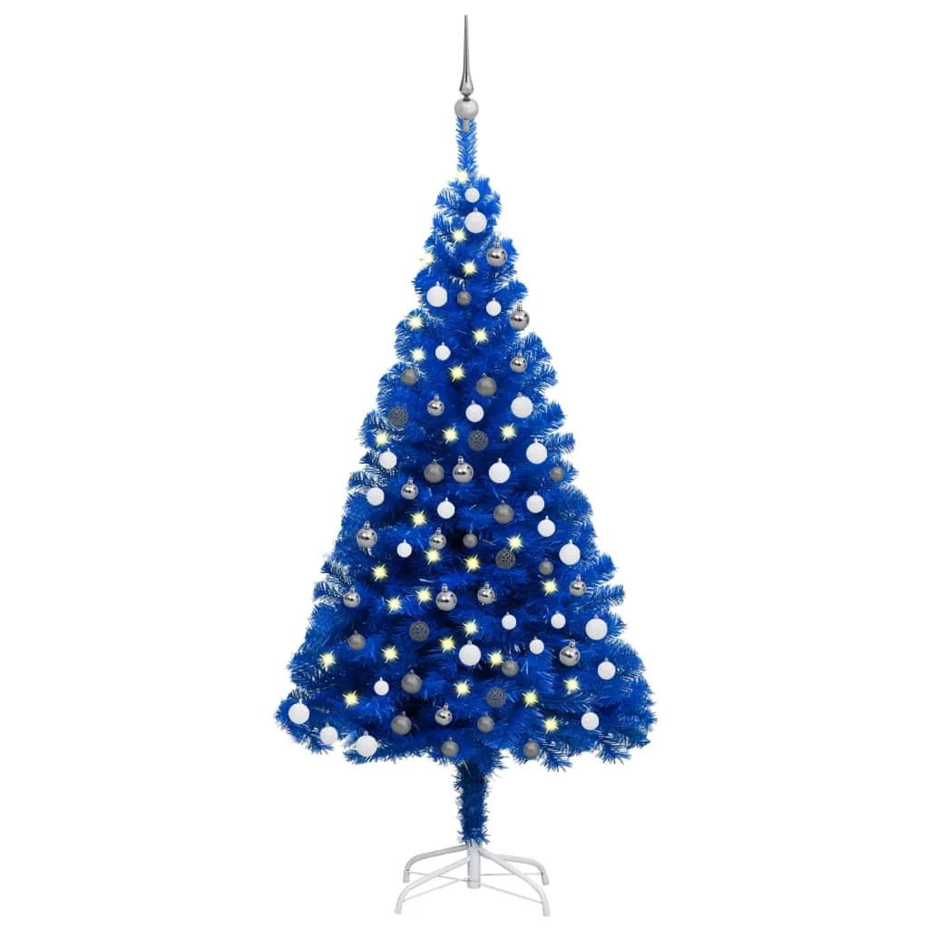 vidaXL Albero di Natale Preilluminato con Palline Blu 120 cm PVC