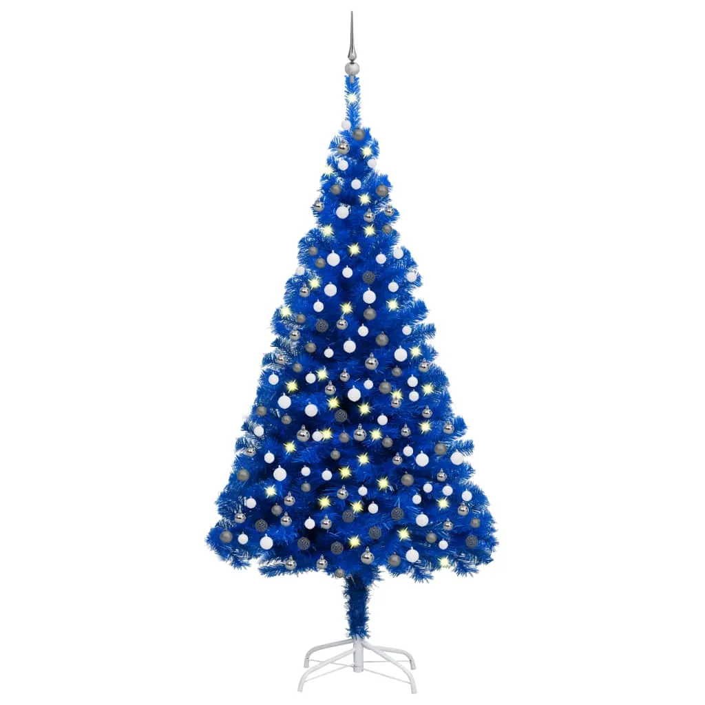 vidaXL Albero di Natale Preilluminato con Palline Blu 240 cm PVC