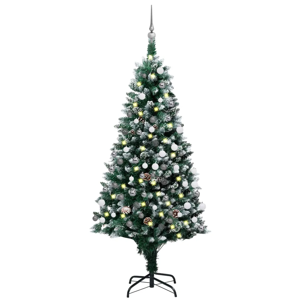 vidaXL Albero di Natale Preilluminato con Palline e Pigne 150 cm