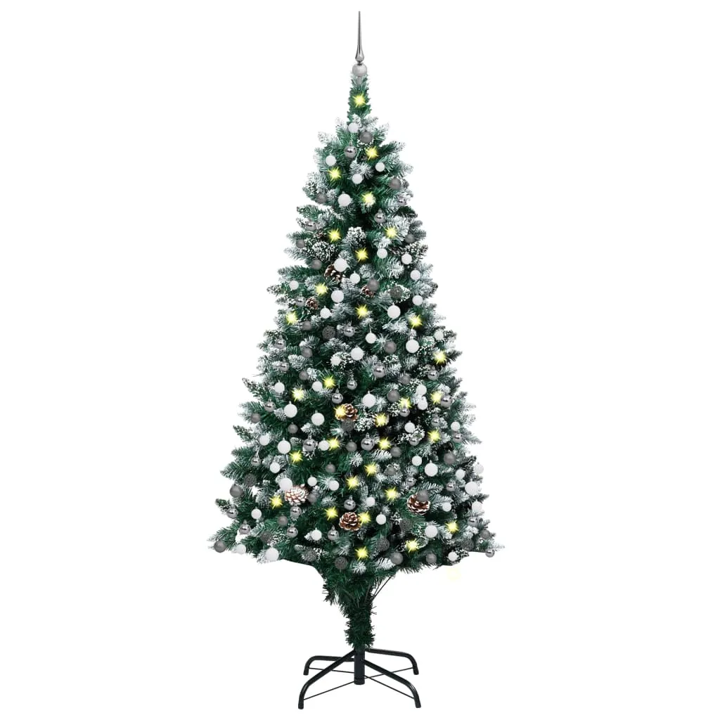 vidaXL Albero di Natale Preilluminato con Palline e Pigne 240 cm