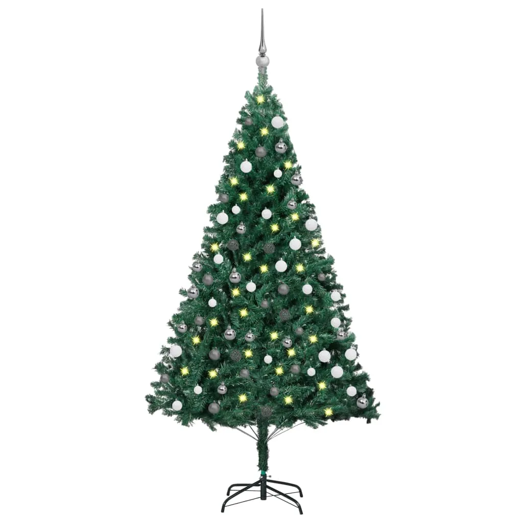 vidaXL Albero di Natale Preilluminato con Palline Verde 120 cm PVC