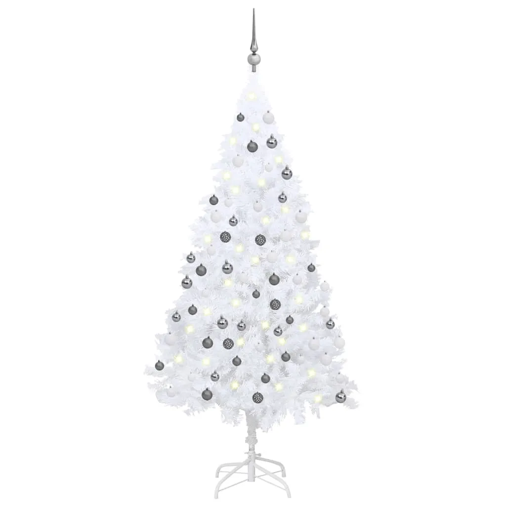 vidaXL Albero di Natale Preilluminato con Palline Bianco 120 cm PVC