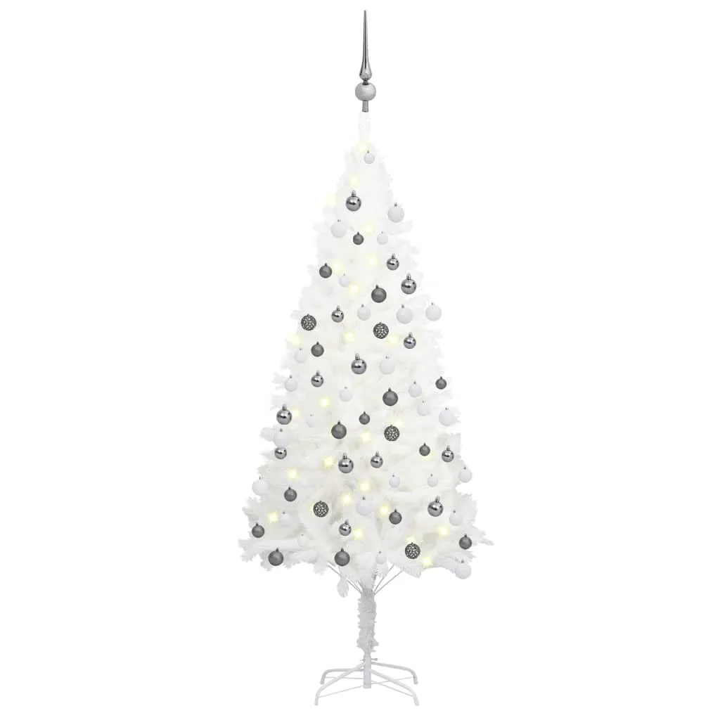 vidaXL Albero di Natale Preilluminato con Palline Bianco 120 cm