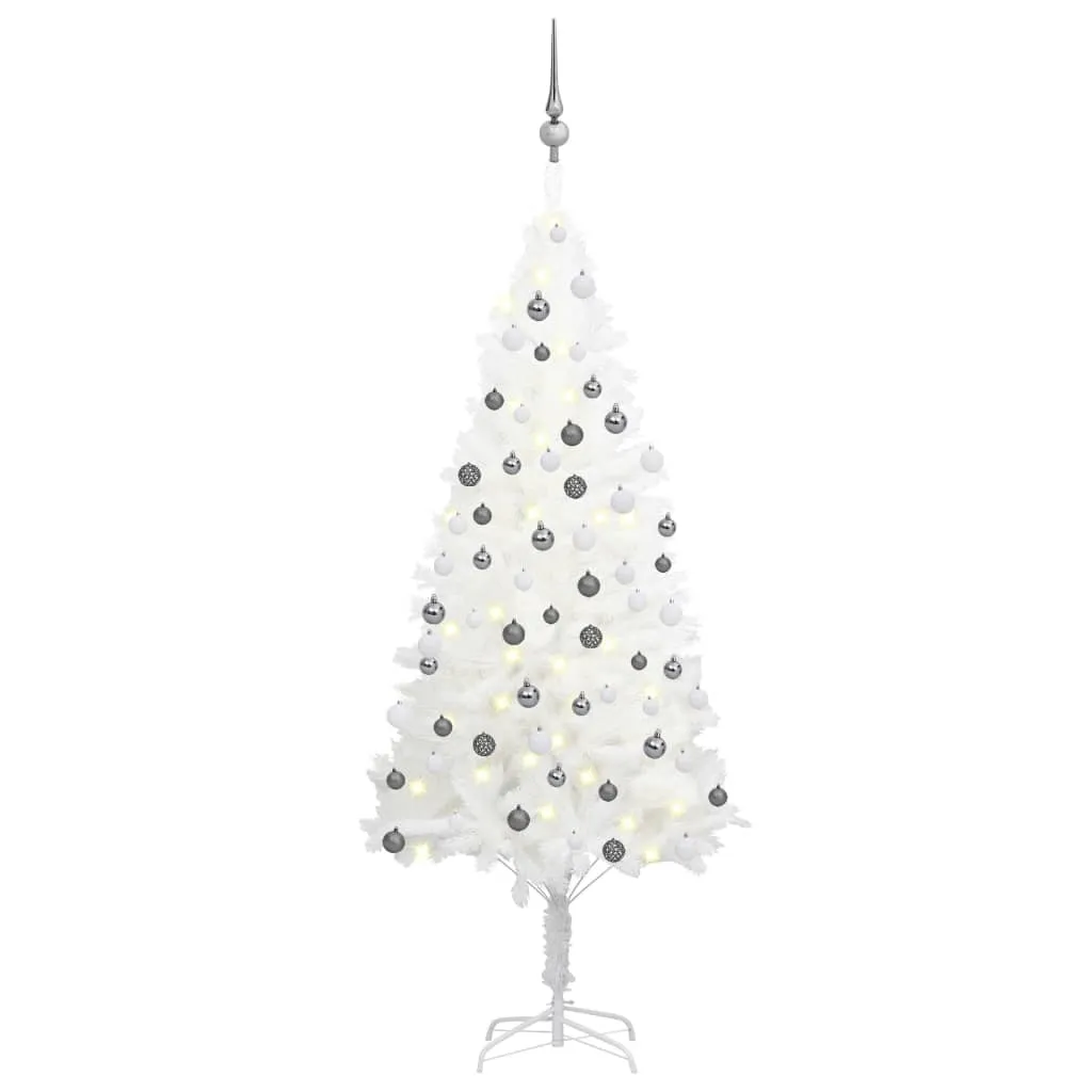 vidaXL Albero di Natale Preilluminato con Palline Bianco 150 cm