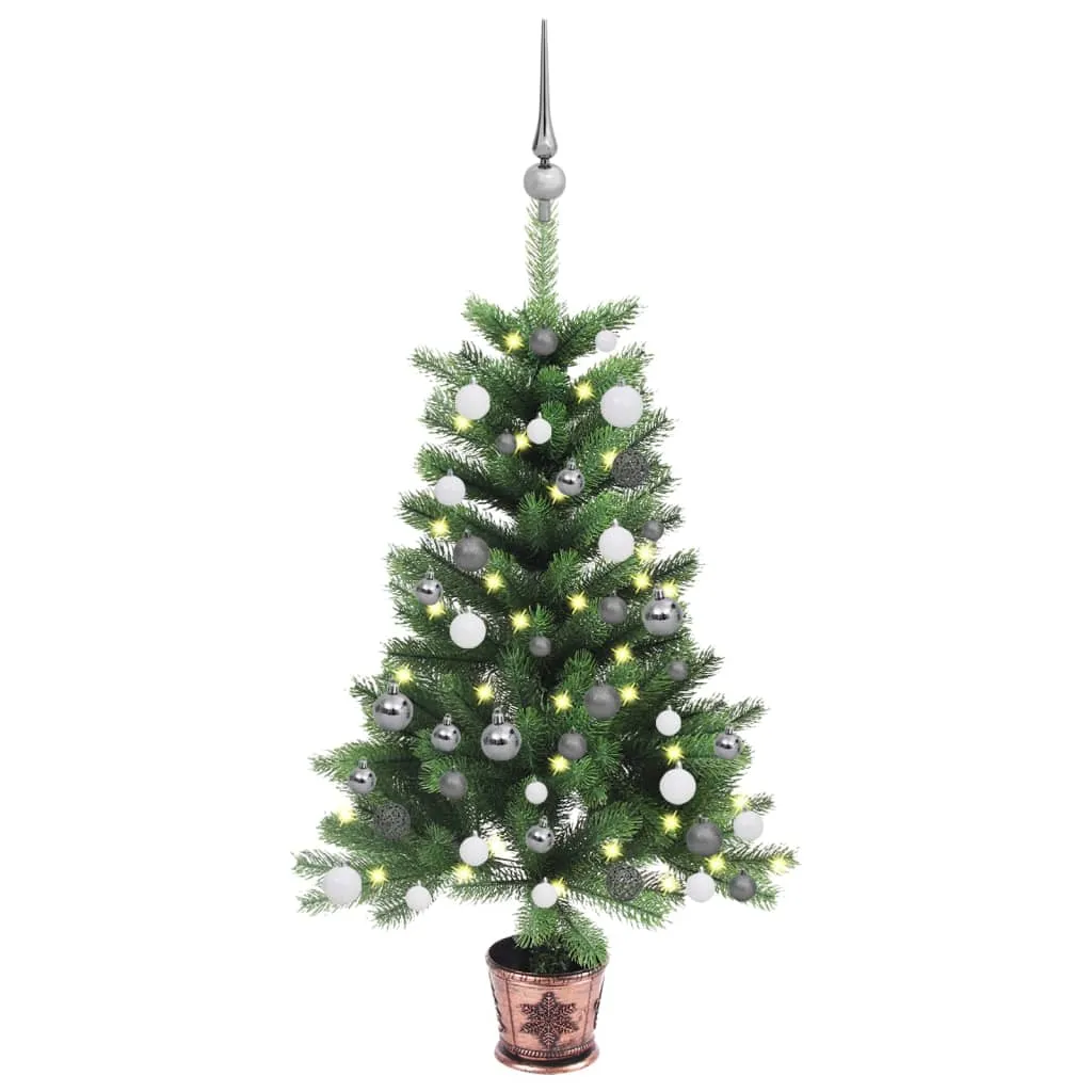 vidaXL Albero di Natale Preilluminato con Palline Verde 90 cm