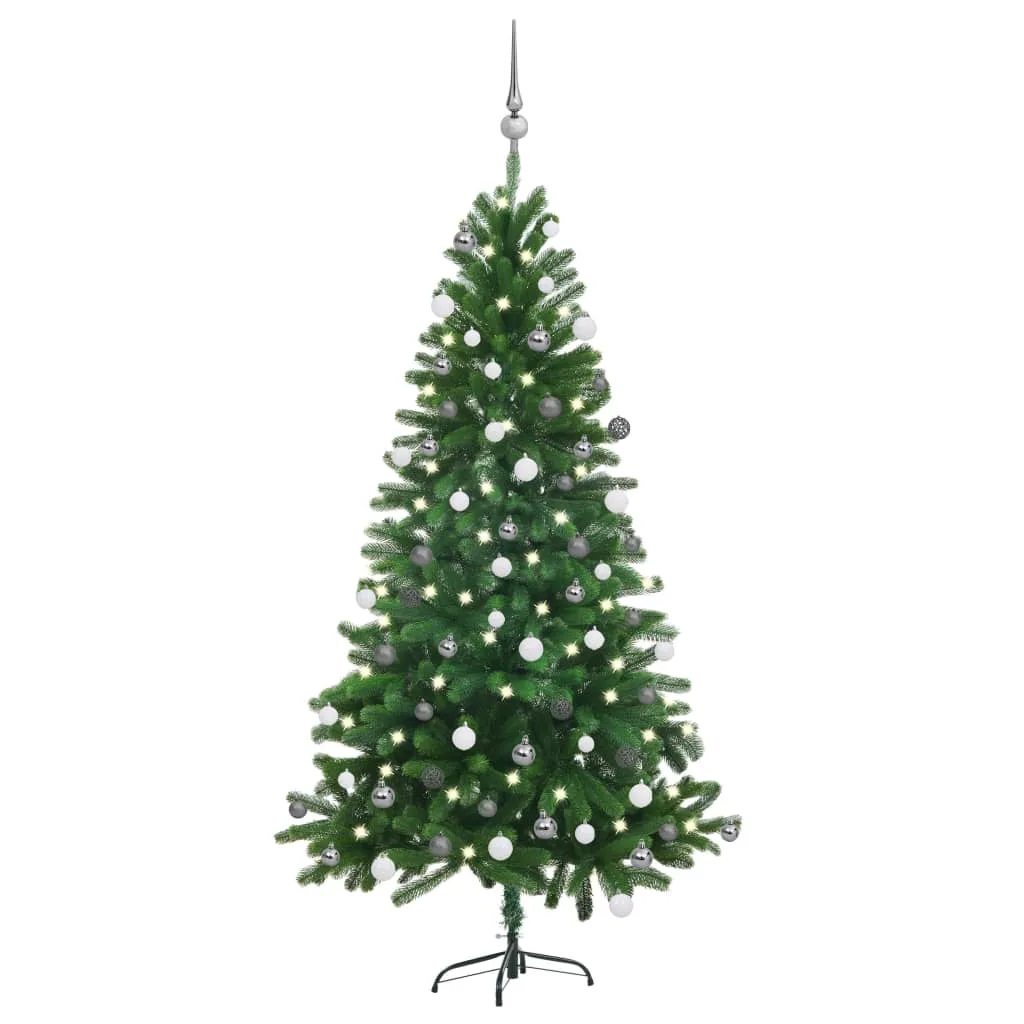 vidaXL Albero di Natale Preilluminato con Palline Verde 150 cm