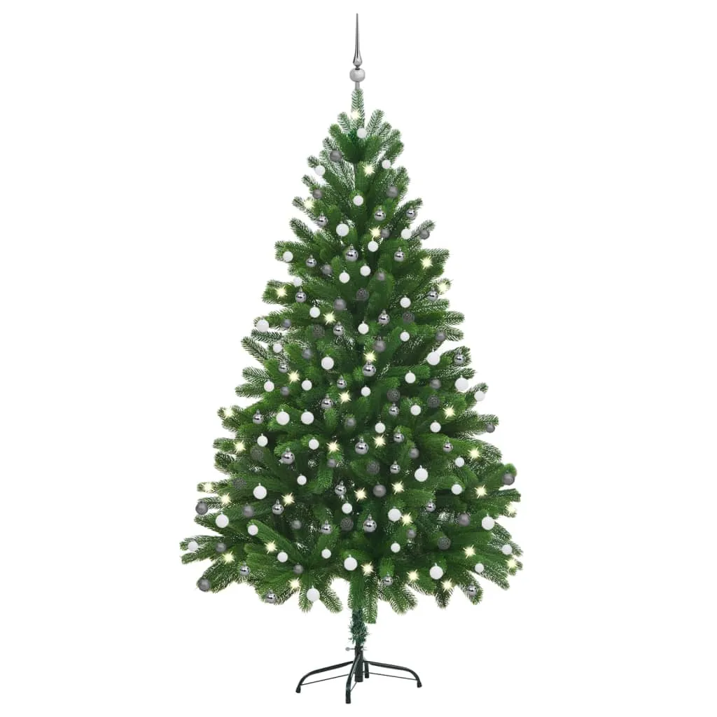 vidaXL Albero di Natale Preilluminato con Palline Verde 210 cm