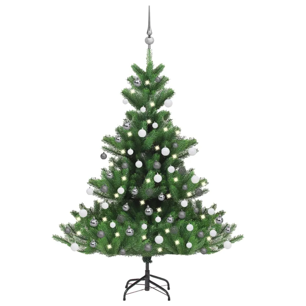 vidaXL Albero Natale Artificiale Nordmann LED Palline Verde 120 cm