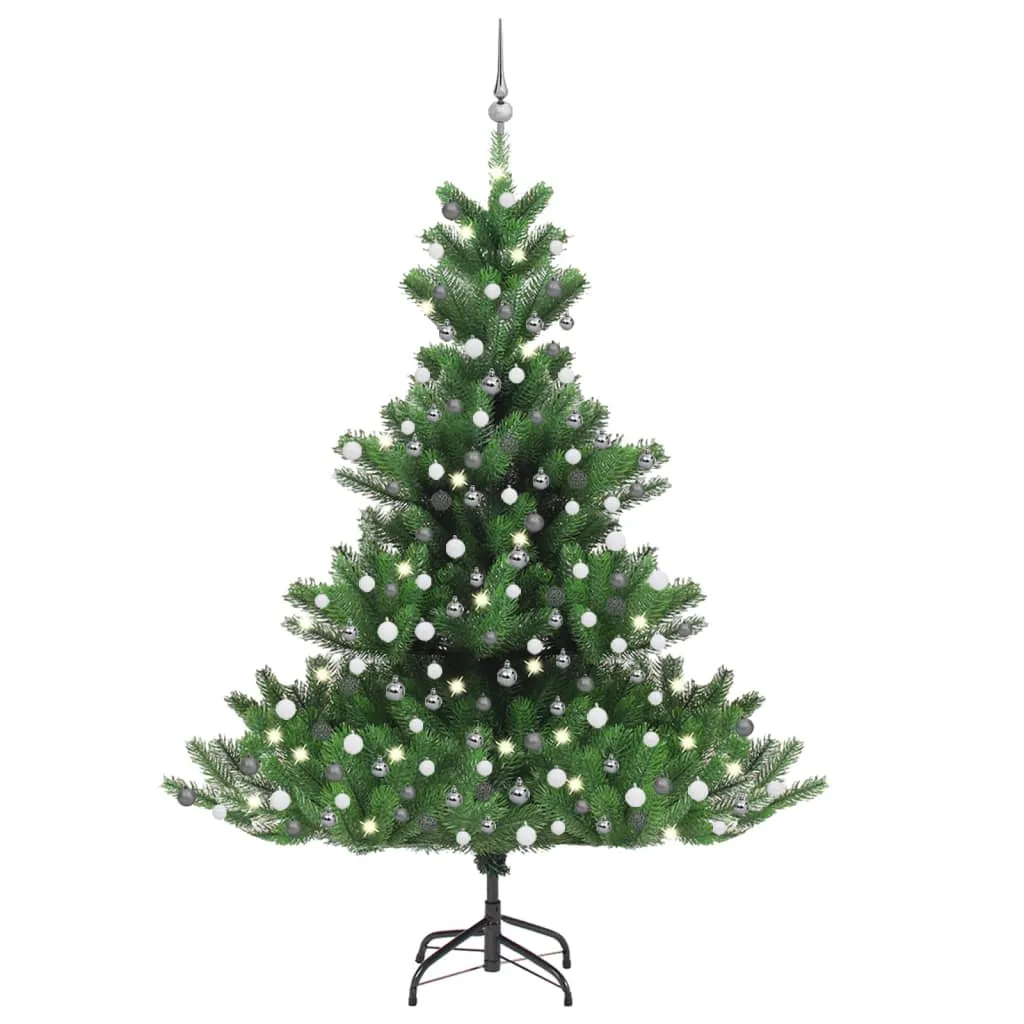 vidaXL Albero Natale Artificiale Nordmann con LED Palline Verde 210 cm