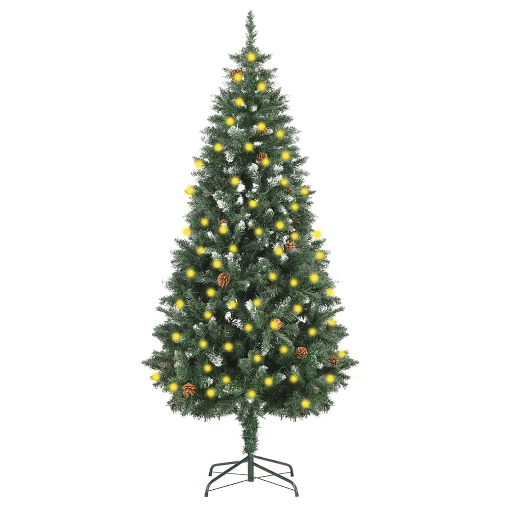 vidaXL Albero di Natale Artificiale Preilluminato con Pigne 180 cm