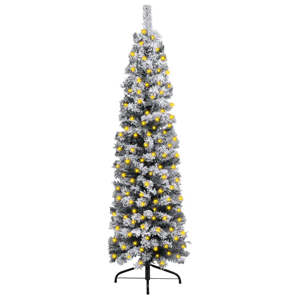 vidaXL Albero di Natale Sottile con Neve Fioccata Verde 120 cm PVC