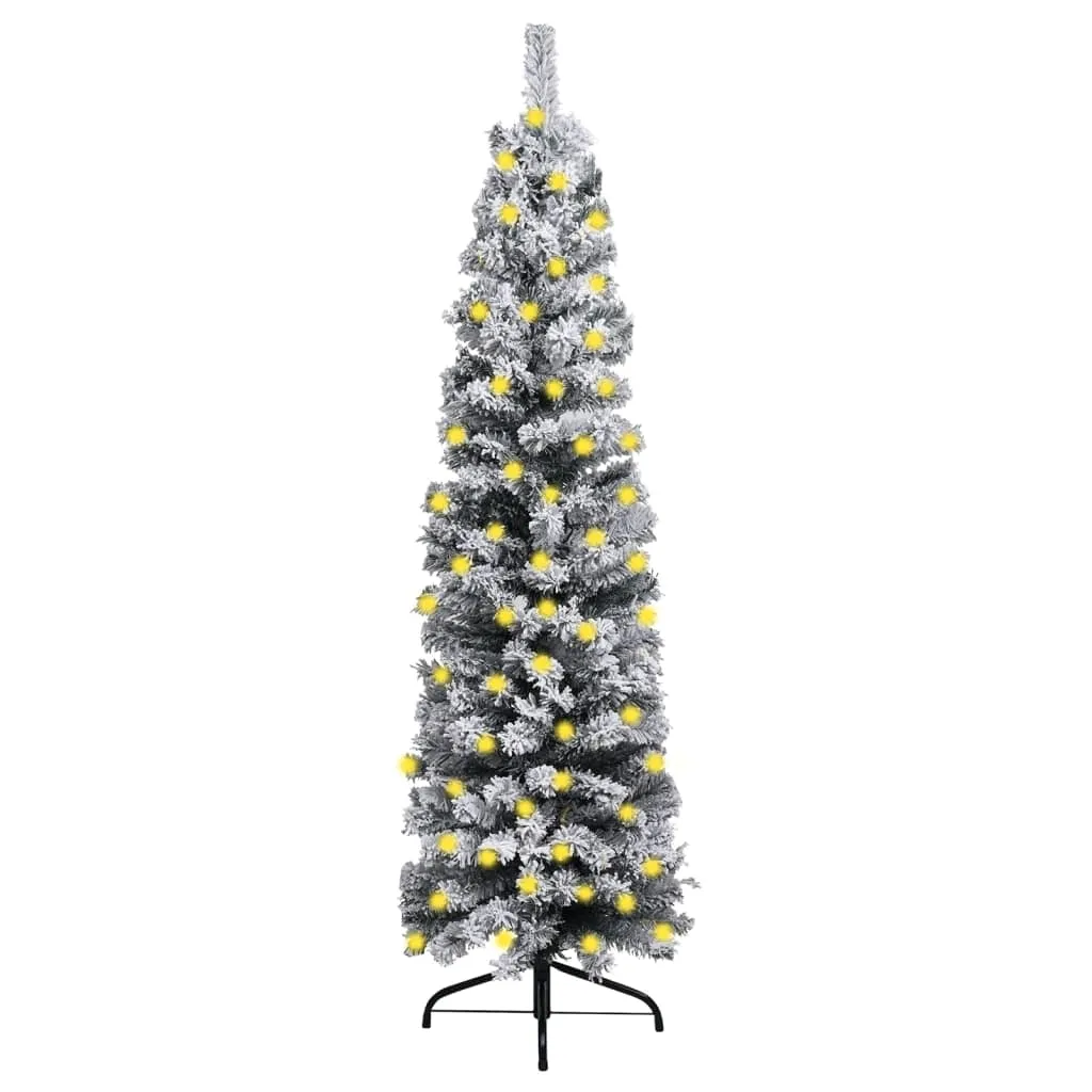 vidaXL Albero di Natale Sottile con Neve Fioccata Verde 150 cm PVC