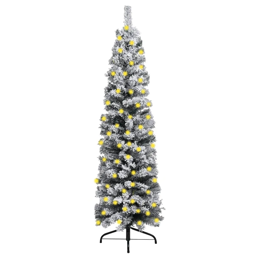 vidaXL Albero di Natale Sottile con Neve Fioccata Verde 180 cm PVC