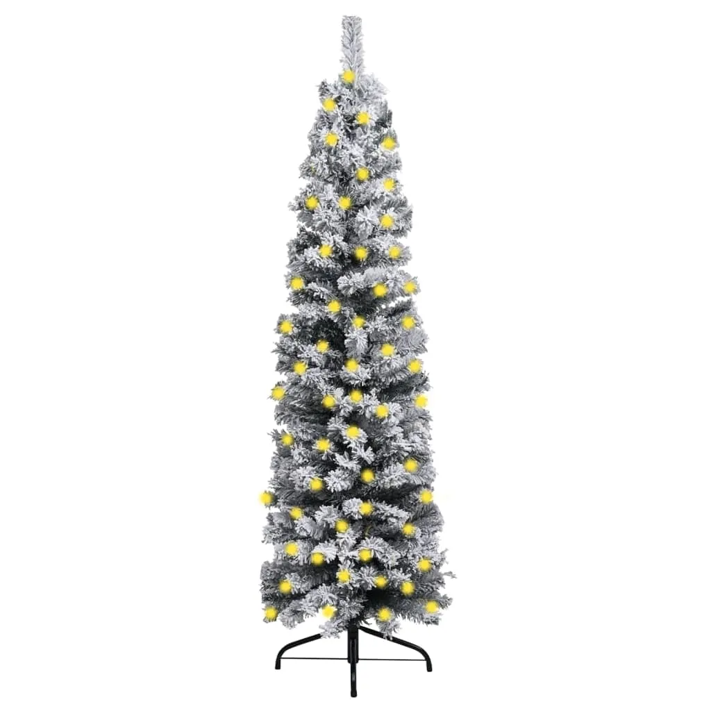 vidaXL Albero di Natale Sottile con Neve Fioccata Verde 210 cm PVC