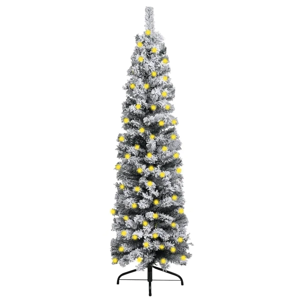 vidaXL Albero di Natale Sottile con Neve Fioccata Verde 240 cm PVC