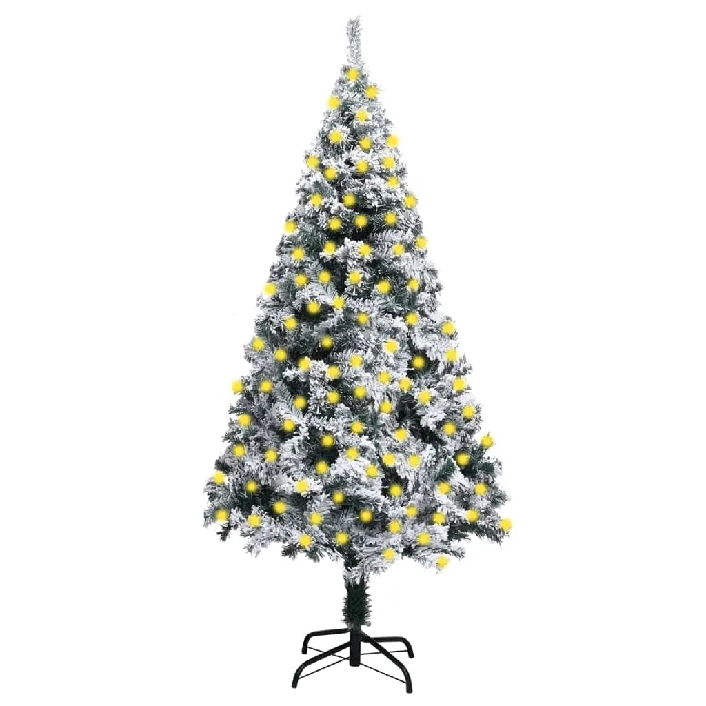 vidaXL Albero di Natale Artificiale con Neve Fioccata Verde 210 cm PVC