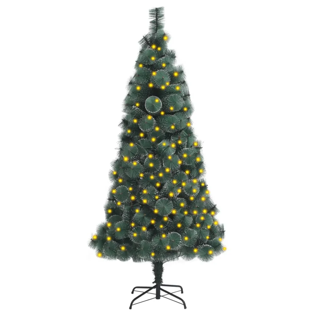 vidaXL Albero di Natale Preilluminato con Supporto Verde 120 cm in PET