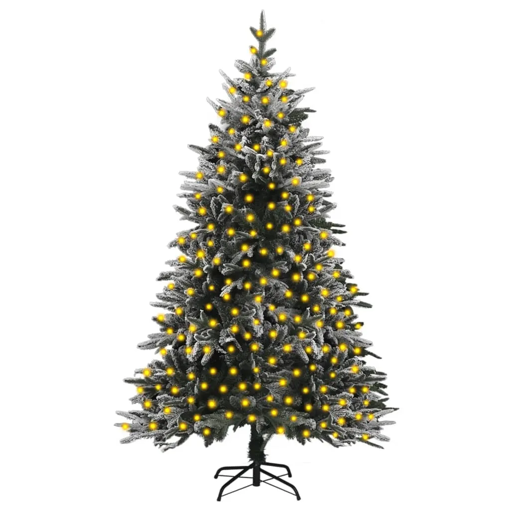 vidaXL Albero di Natale Péreilluminato Neve Fioccata Verde 210 cm PVC