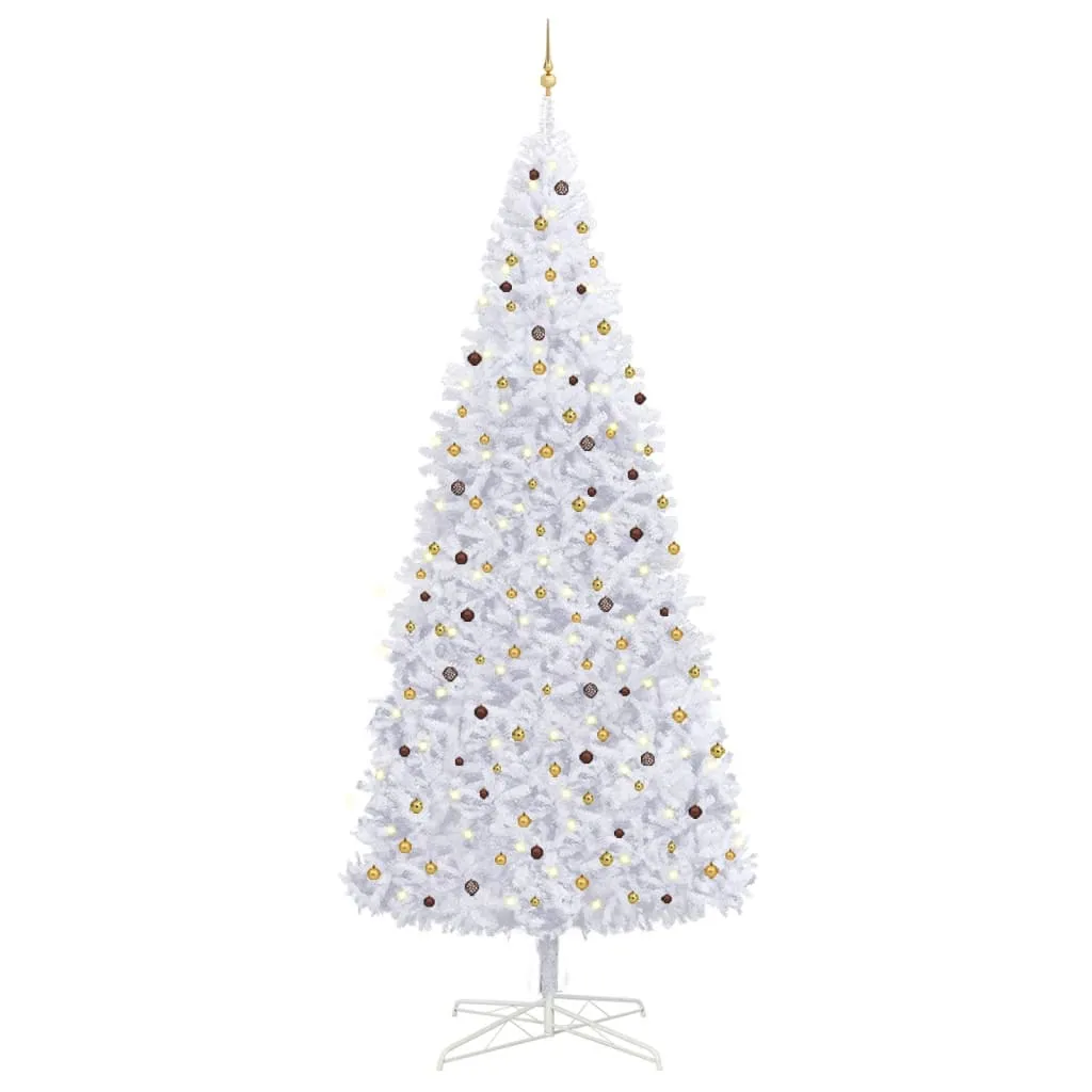 vidaXL Albero di Natale Preilluminato con Palline e LED Bianco 400 cm