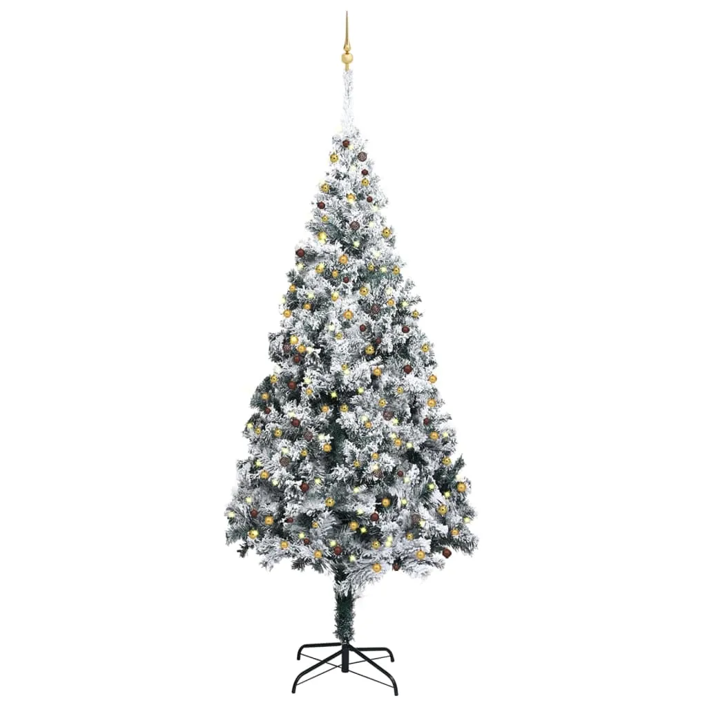 vidaXL Albero di Natale Artificiale con Luci LED e Neve Verde 400 cm