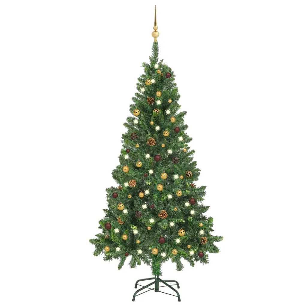 vidaXL Albero di Natale Preilluminato con Palline Verde 150 cm