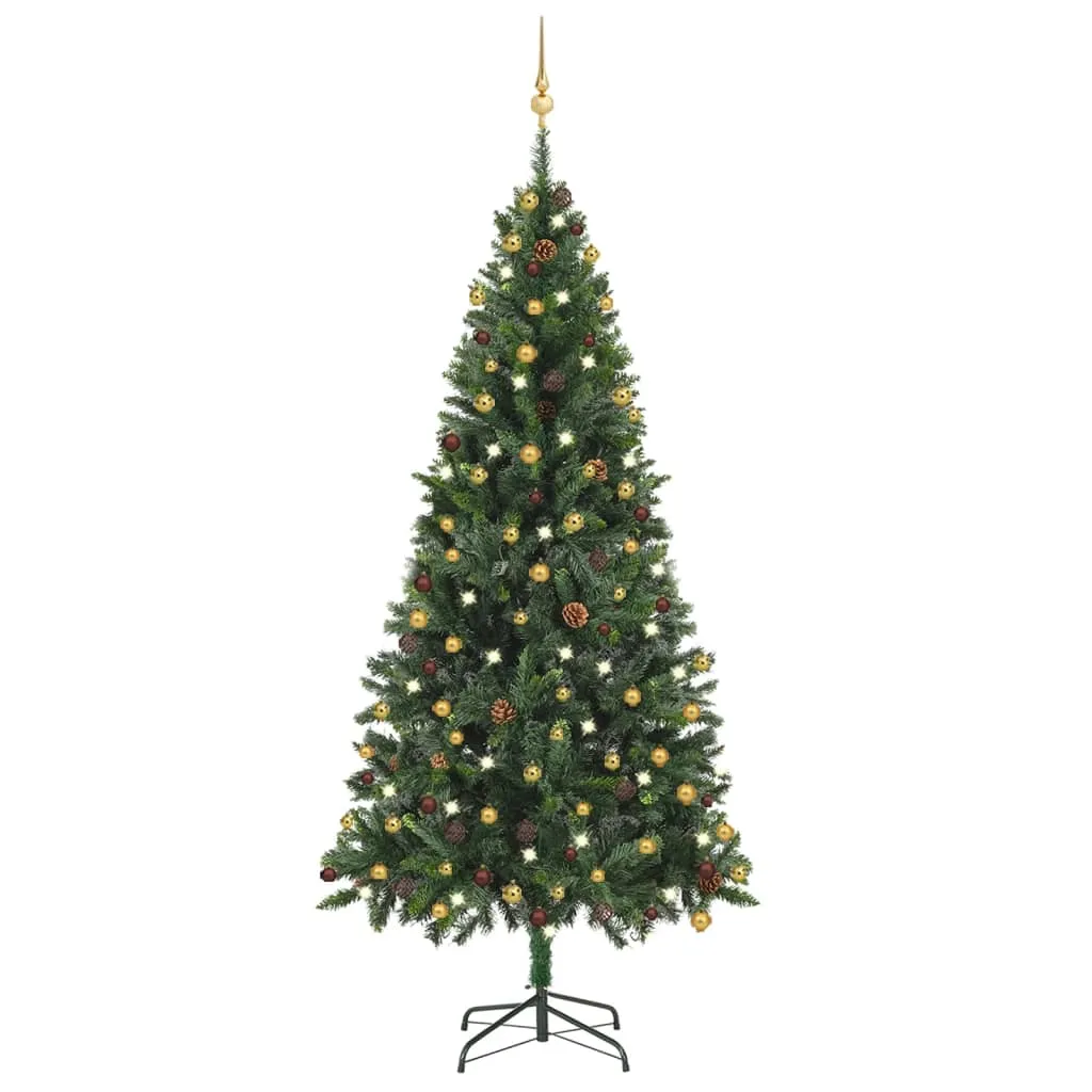 vidaXL Albero di Natale Preilluminato con Palline Verde 210 cm