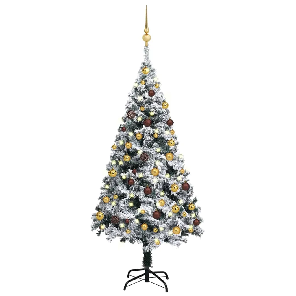 vidaXL Albero di Natale Preilluminato con Palline Verde 120 cm PVC