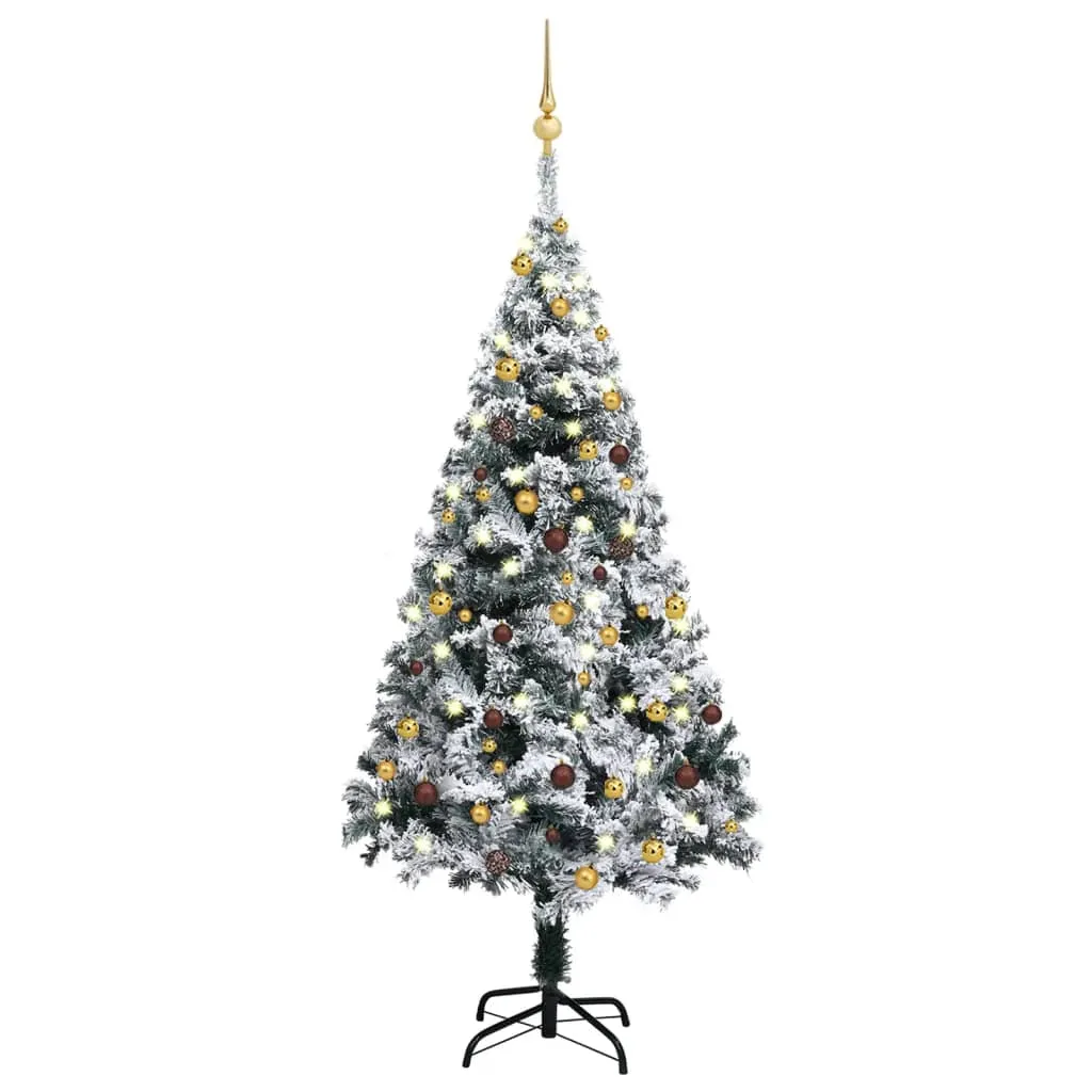 vidaXL Albero di Natale Preilluminato con Palline Verde 150 cm PVC