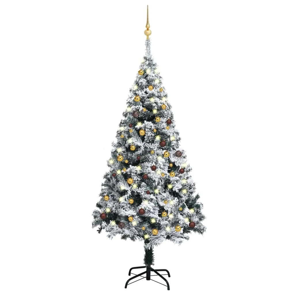 vidaXL Albero di Natale Preilluminato con Palline Verde 180 cm PVC