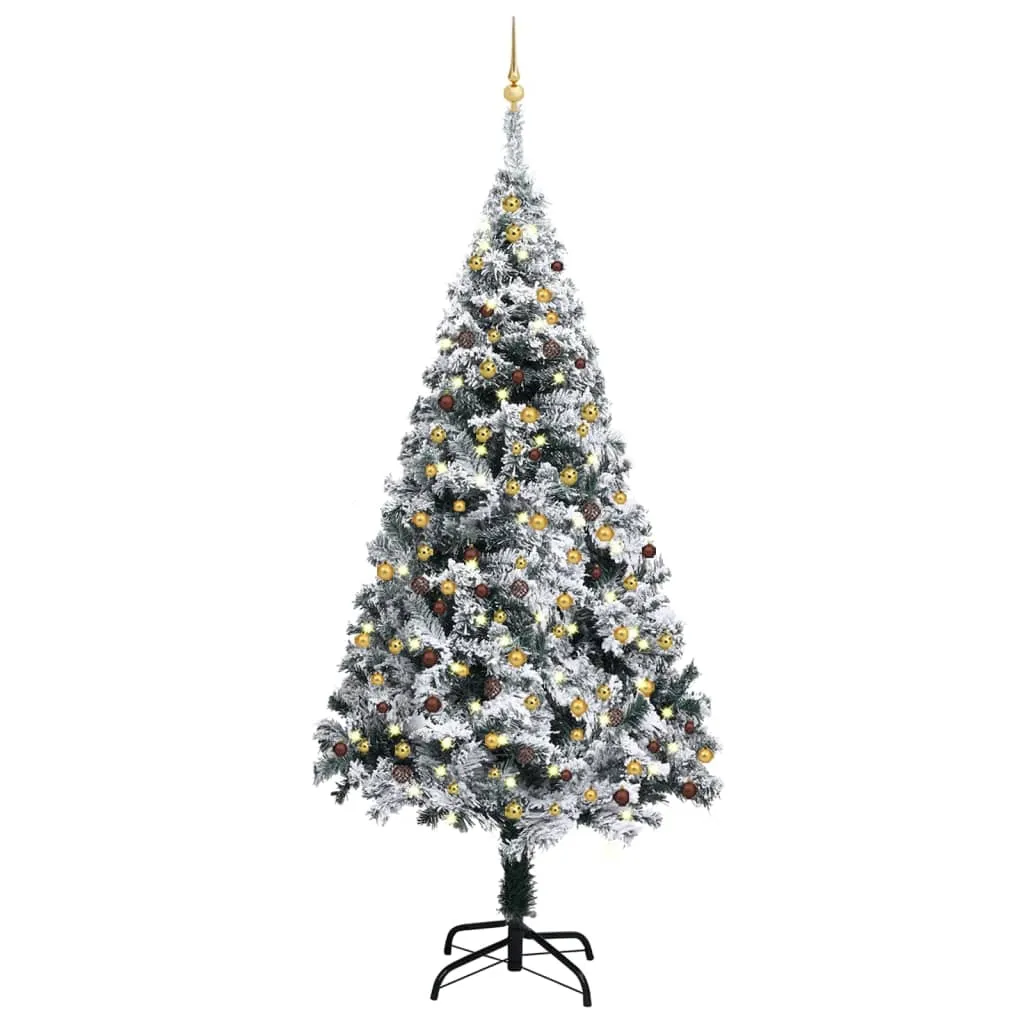 vidaXL Albero di Natale Preilluminato con Palline Verde 240 cm PVC