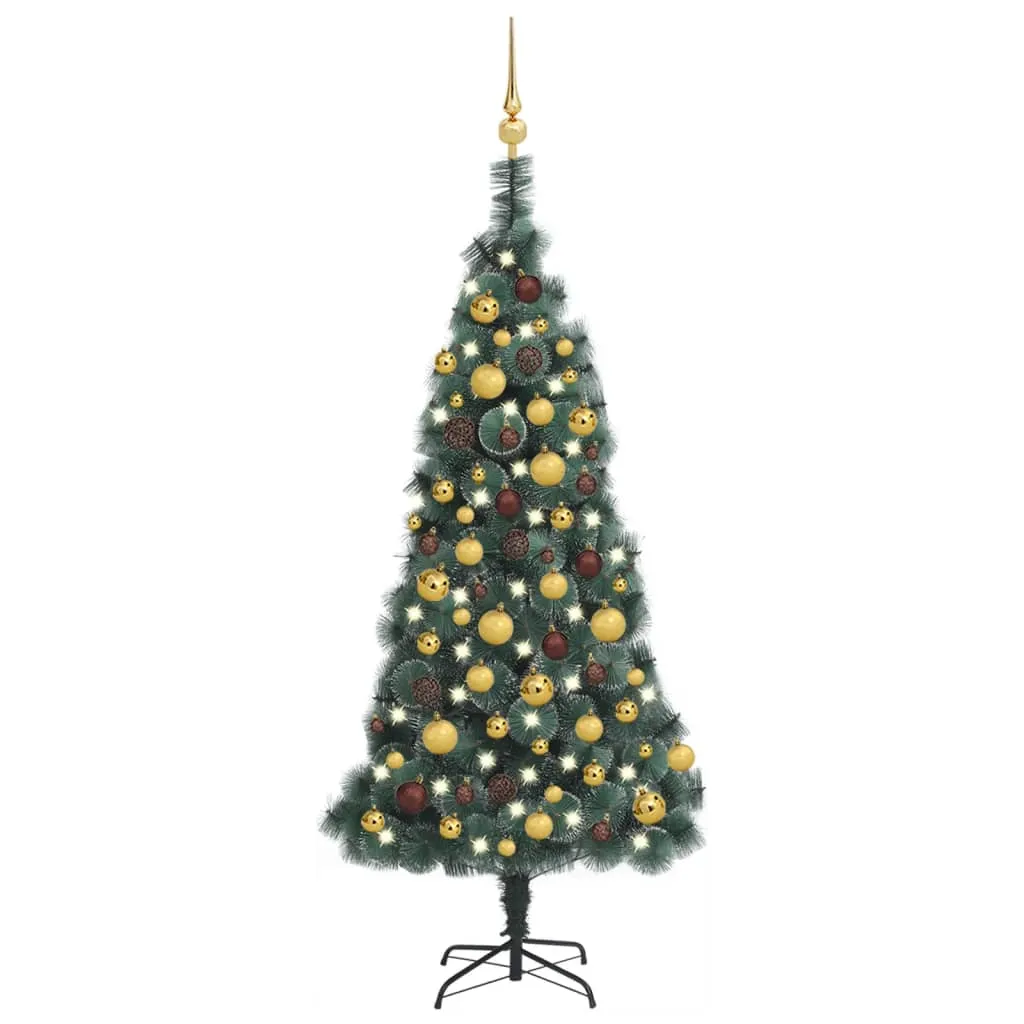 vidaXL Albero Natale Artificiale con LED Palline Verde 120 cm PVC e PE