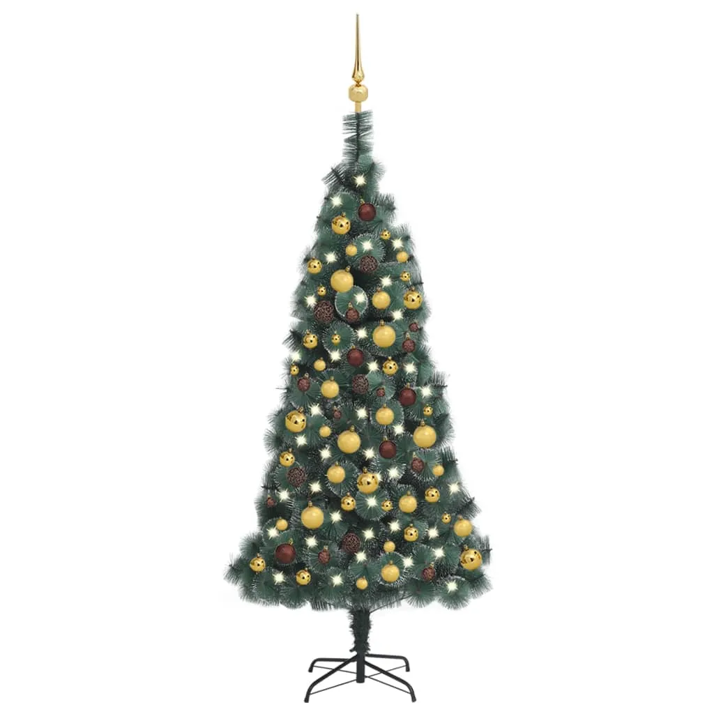 vidaXL Albero Natale Artificiale con LED Palline Verde 150 cm PVC e PE