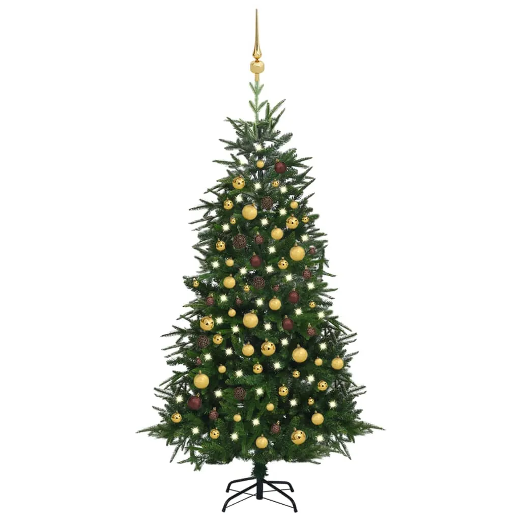 vidaXL Albero Natale Artificiale con LED Palline Verde 180 cm PVC e PE